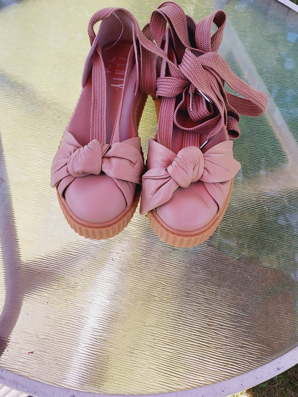 New Savage X Fenty Mauve Knot Espadrille Platform Sandals 8.5